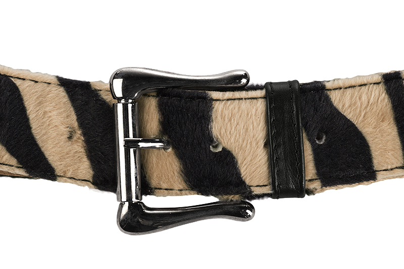 Safari black women's dress belt, matching pumps and bags. Made to measure. Front view - Florence KOOIJMAN